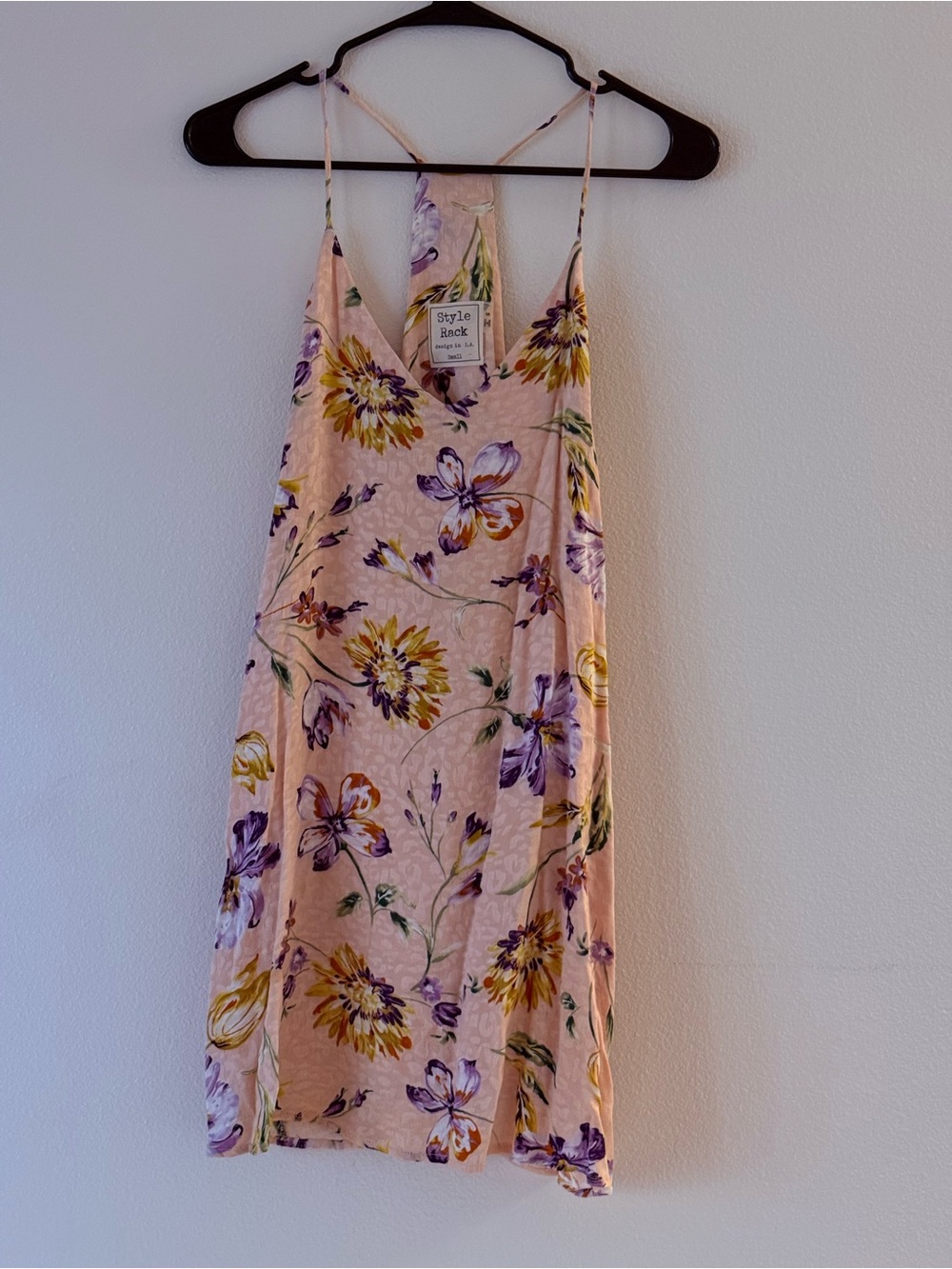 Style Rack Pink Floral Slip Dress with Purple & Yellow Blooms - Picture 3 of 3